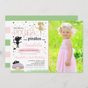 Pixie en Pirate Birthday Invitation fairy Pirate Kaart