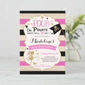Pixie en Pirate Birthday Invitation fairy Pirate Kaart (Staand voorkant)
