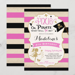 Pixie en Pirate Birthday Invitation fairy Pirate Kaart