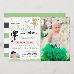Pixie en Pirate Birthday Invitation fairy Pirate Kaart