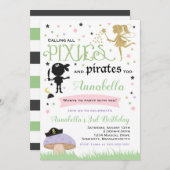 Pixie Et Pirate Invitation Anniversaire Fée Pirate (Devant / Derrière)