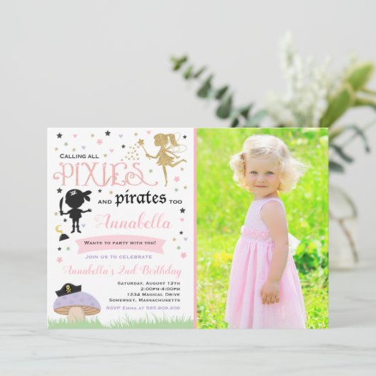 Pixie Et Pirate Invitation Anniversaire Fée Pirate (Debout devant)