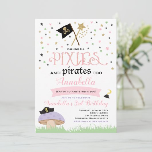 Pixie Et Pirate Invitation D'Anniversaire Pirate F (Debout devant)