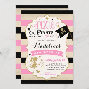 Pixie Et Pirate Invitation D'Anniversaire Pirate F