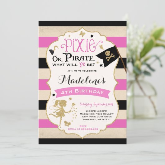 Pixie Et Pirate Invitation D'Anniversaire Pirate F (Debout devant)