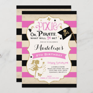 Pixie Et Pirate Invitation D'Anniversaire Pirate F