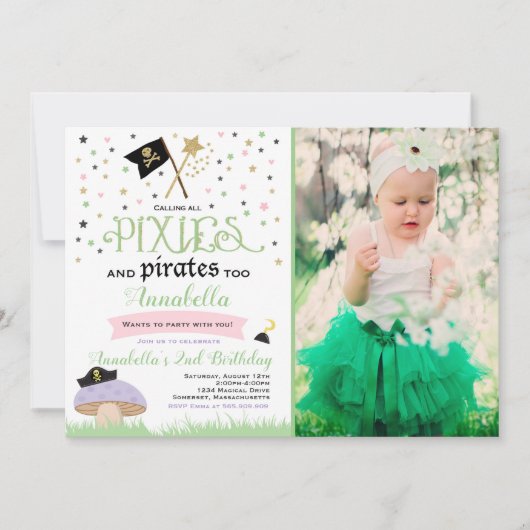 Pixie Et Pirate Invitation D'Anniversaire Pirate F (Devant)