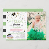 Pixie Et Pirate Invitation D'Anniversaire Pirate F (Devant / Derrière)