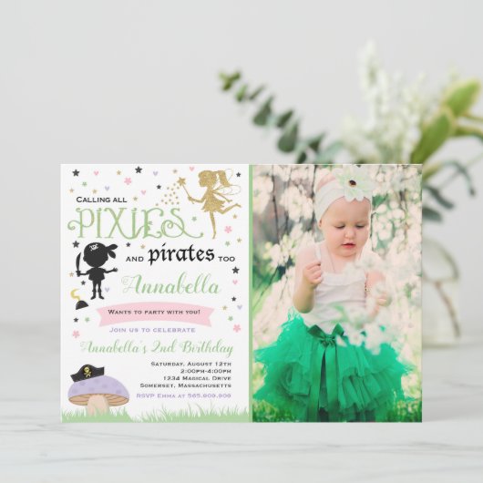 Pixie Et Pirate Invitation D'Anniversaire Pirate F (Debout devant)