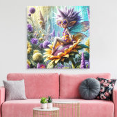Pixie Fairy op een zonnebloem Canvas Afdruk (Insitu (Woonkamer))