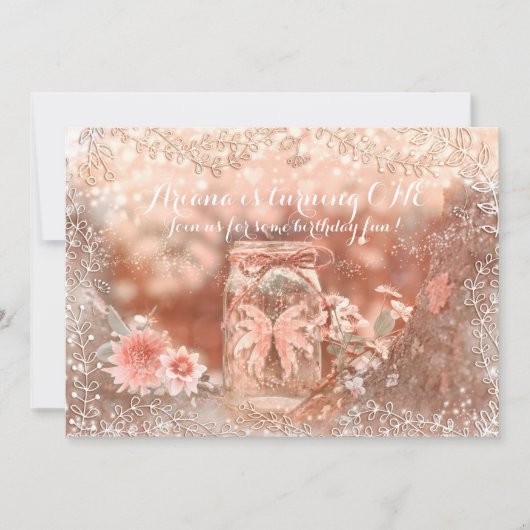 Pixie Fairy Wings Sparkle Mason Jar Invitations (Devant)