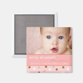Pixie Pink Pois Baby Girl Photo Magnet (Recto/Verso)