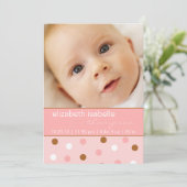 Pixie Pink Polka Dot Baby Girl Foto aankondiging (Staand voorkant)