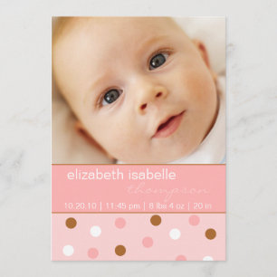 Pixie Pink Polka Dot Baby Girl Photo Faire-part