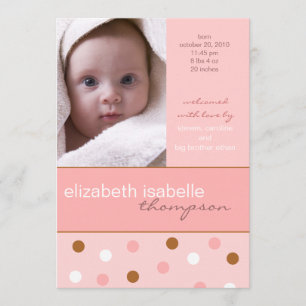 Pixie Pink Polka Dot Baby Girl Photo Faire-part