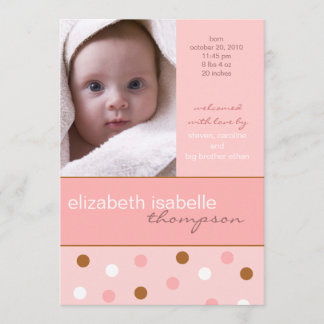 Pixie Pink Polka Dot Baby Girl Photo Faire-part