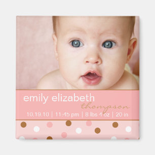Pixie Pink Polka Dots Baby Girl Foto Magnet Magneet