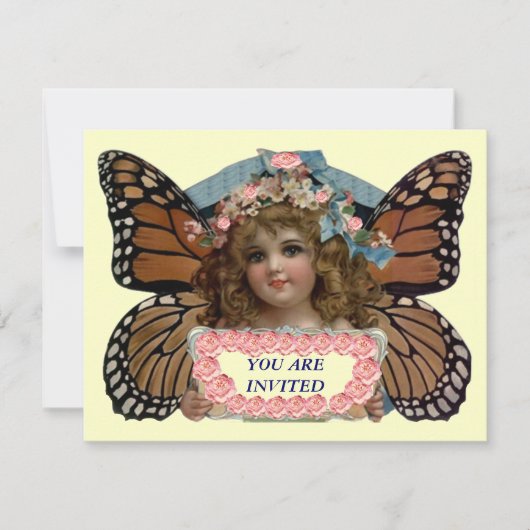 PIXIE PRINCESS PARTY INVITE BUTTERFLY EZ CUSTOMIZE KAART (Voorkant)