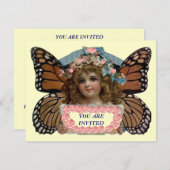 PIXIE PRINCESS PARTY INVITE BUTTERFLY EZ CUSTOMIZE KAART (Voorkant / Achterkant)