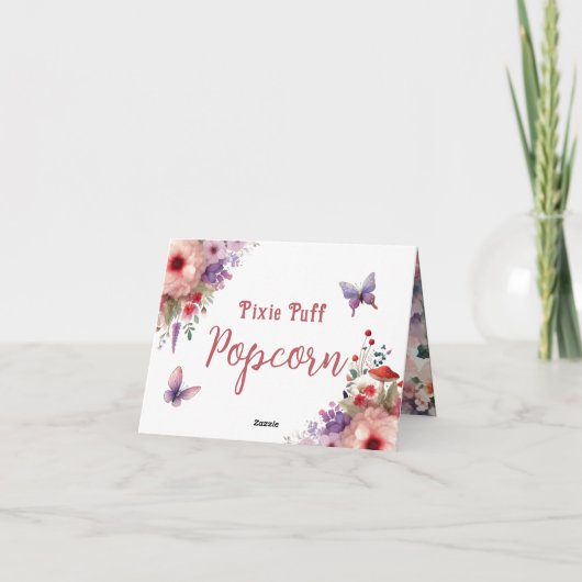 Pixie Puff Popcorn Buffet Carte Étiquette d'annive (Dos)