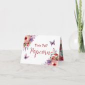 Pixie Puff Popcorn Verjaardagsbuffet Label Kaart (Voorkant)