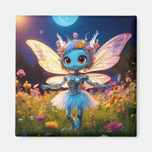 Pixie Robot Ballerina Dansen in de Wildflowers Magneet (Voorkant)