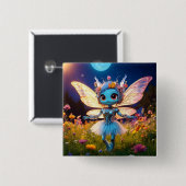 Pixie Robot Ballerina Dansen in de Wildflowers Vierkante Button 5,1 Cm (Voorkant /achterkant)