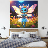 Pixie Robot Ballerina Dansend in de Wilde Bloemen Canvas Afdruk (Insitu (Slaapkamer))