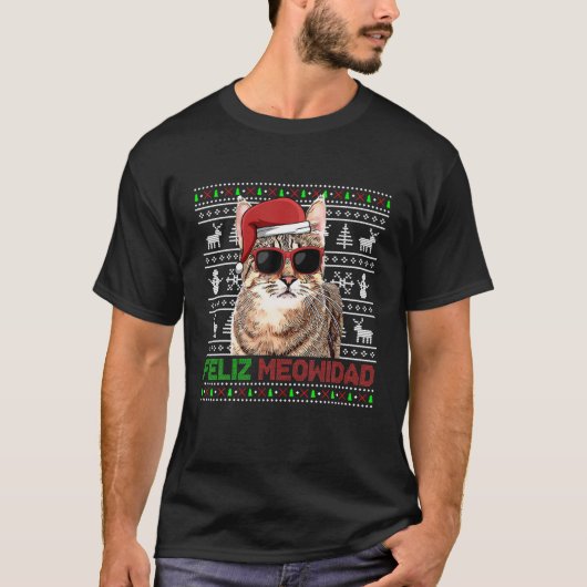 Pixiebob Cat Feliz Meowidad Funny Kerstmis T-shirt (Voorkant)