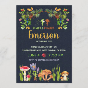 Pixies and Pirates Fairy Garden Birthday Party Kaart