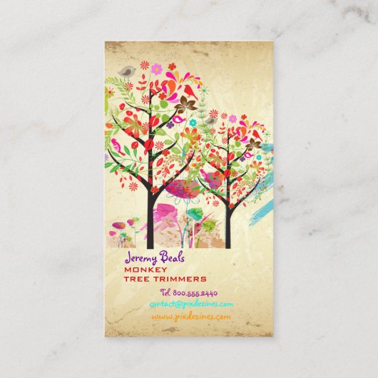 PixZines RETRO TREE TRIMMER ♥/DIY Visitekaartje (Achterkant)