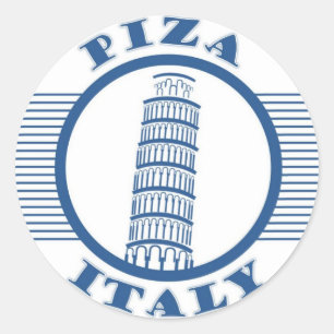 PIZA ITALIË BLAUW RONDE STICKER