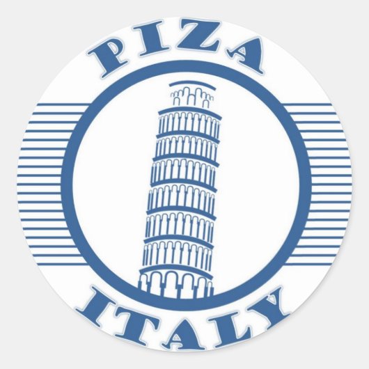 PIZA ITALIË BLAUW RONDE STICKER (Voorkant)
