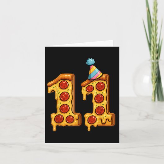 Pizza 11e verjaardag 11 jaar oud feest Pet Bday Bo Kaart (Voorkant)