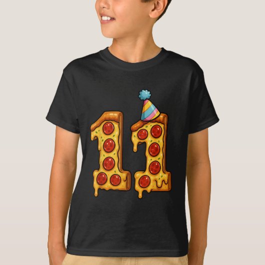 Pizza 11e verjaardag 11 jaar oud feest Pet Bday Bo T-shirt (Voorkant)