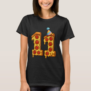 Pizza 11e verjaardag 11 jaar oud feest Pet Bday Bo T-shirt