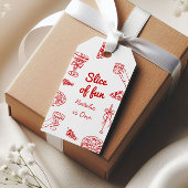 Pizza 1e hand geschreven getrokken plakje leuke ve cadeaulabel