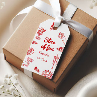 Pizza 1e hand geschreven getrokken plakje leuke ve cadeaulabel