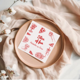 Pizza 1e hand geschreven getrokken plakje leuke ve servet