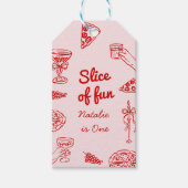 Pizza 1e hand getrokken plak van leuke verjaardags cadeaulabel (Voorkant)