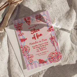 Pizza 1e hand getrokken plak van leuke verjaardags kaart