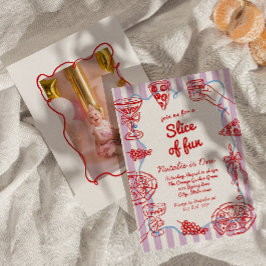 Pizza 1e hand getrokken plakje leuke foto verjaard kaart