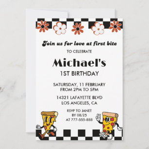 Pizza 1er anniversaire Invitations  Retro Pizza Pa