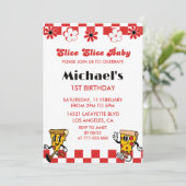 Pizza 1er Anniversaire Invitations Slice slice béb (Debout devant)