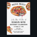 Pizza 40th Birthday Party Invitation<br><div class="desc">invitations à pizza watercolor party. Tout le texte est ajustable et facile à changer pour vos besoins de partie. Invitations de fête d'anniversaire pour adultes,  invitations de téléchargement imprimable,  idées de fête pour adultes décontracté moderne et simple.</div>