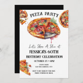 Pizza 60e Verjaardagsfeestuitnodiging Kaart (Voorkant / Achterkant)