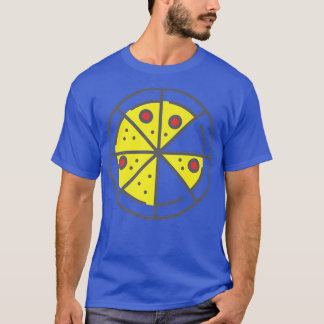 Pizza 6 Slices Cheese Pepperoni Funny Geometric Fo T-shirt