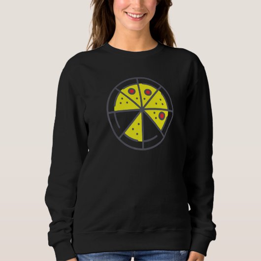 Pizza 6 Slices Cheese Pepperoni Funny Geometric Fo Trui (Voorkant)