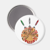 Pizza à aimants sur la planche à découper (Recto/Verso)
