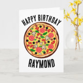 PIZZA AANGEPASTE GEPERSONALISEERDE VERJAARDAG WENS KAART (Gele Bloem)